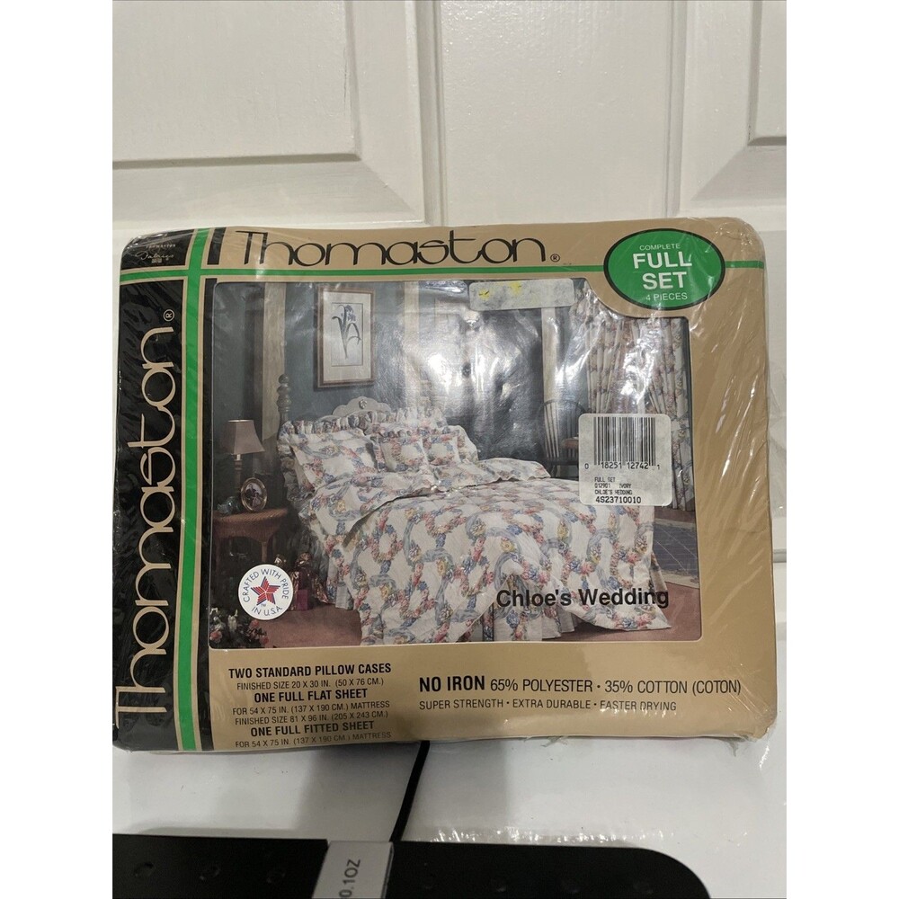 VTG Thomaston Chloe's Wedding Floral Full Sheet Set 120 Thread Count USA Open